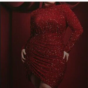 Ruched Sequin Dress